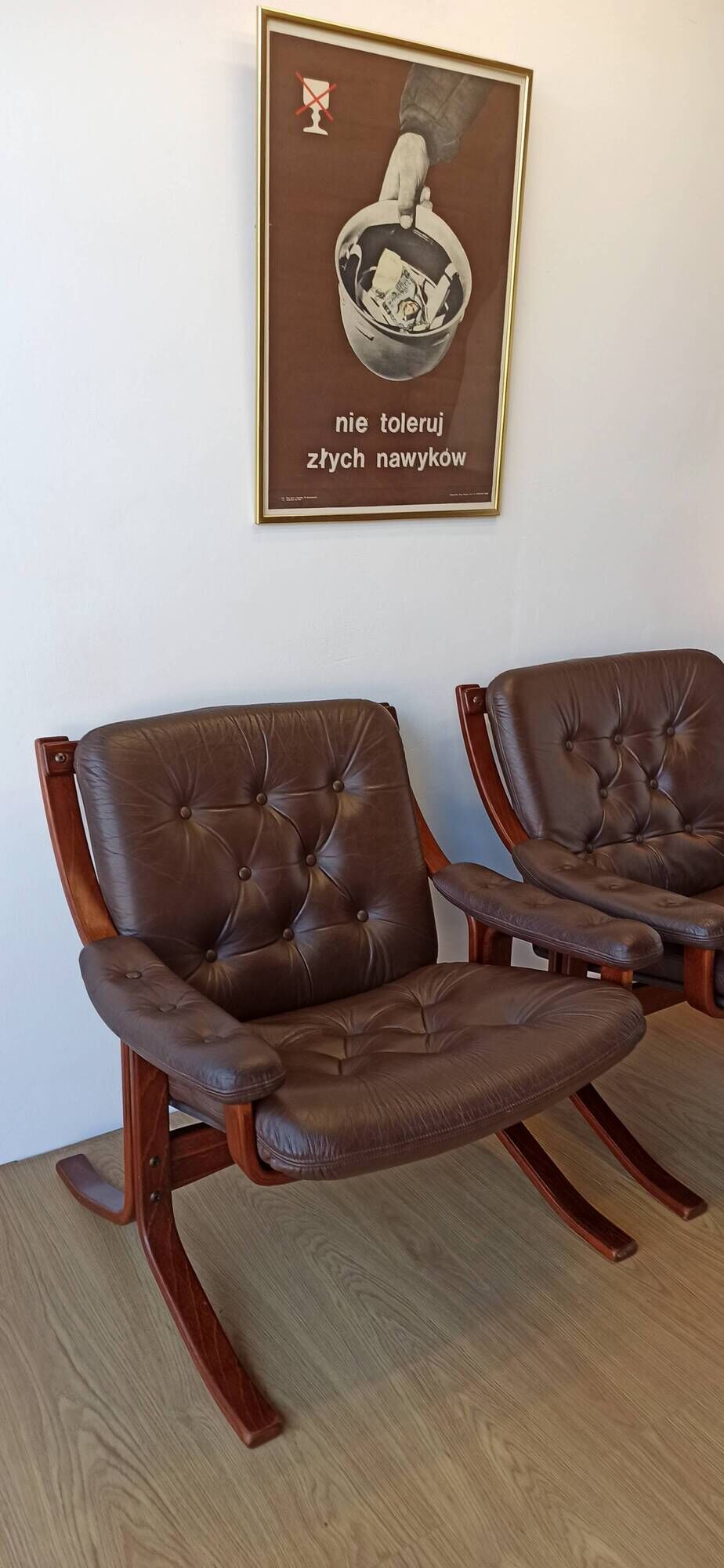 Norwegian Easy Chairs in Leather by Jon Hjortdal, Velledalen. Set of 2.