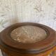 Fifth wheel / Carved wooden plant door with double top - brown marble around 1900