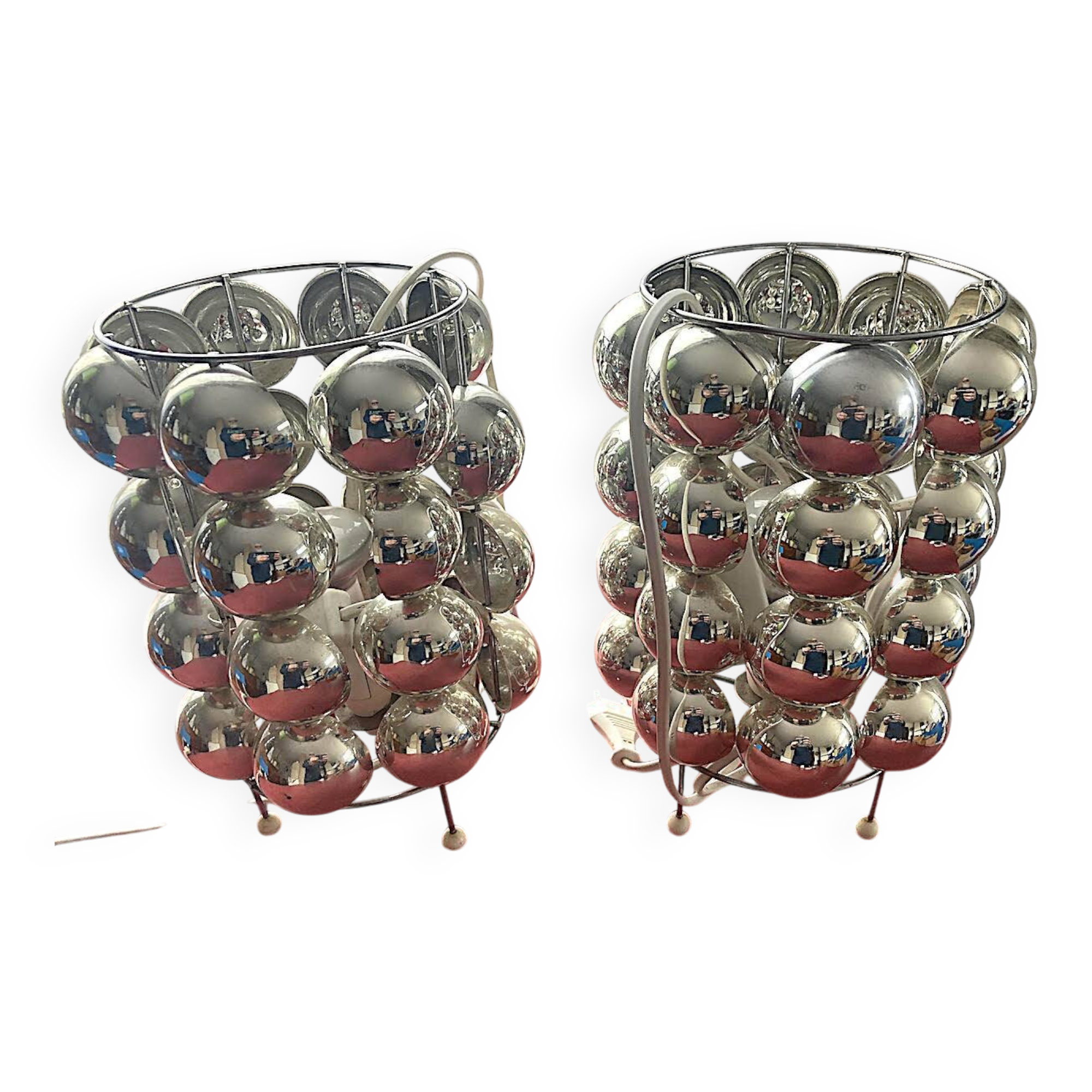 Pair of 70s metal lamps