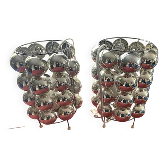 Pair of 70s metal lamps