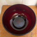 Salad bowl + 6 vintage ARCOROC Sierra molded glass bowls, ruby red, Vinta