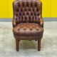 Original English Chesterfield Tub Chair - Vintage Antique Brown Leather