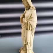 Old plaster statue of the Sacred Heart of Jesus, signed Serein, Made in France.