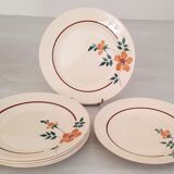 Flat earthenware plates Moulin des Loups Saint Amand Model Amélie Vintage