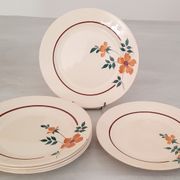 Flat earthenware plates Moulin des Loups Saint Amand Model Amélie Vintage