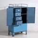 Armoire vintage de style industriel avec patine bleue (c.1950)