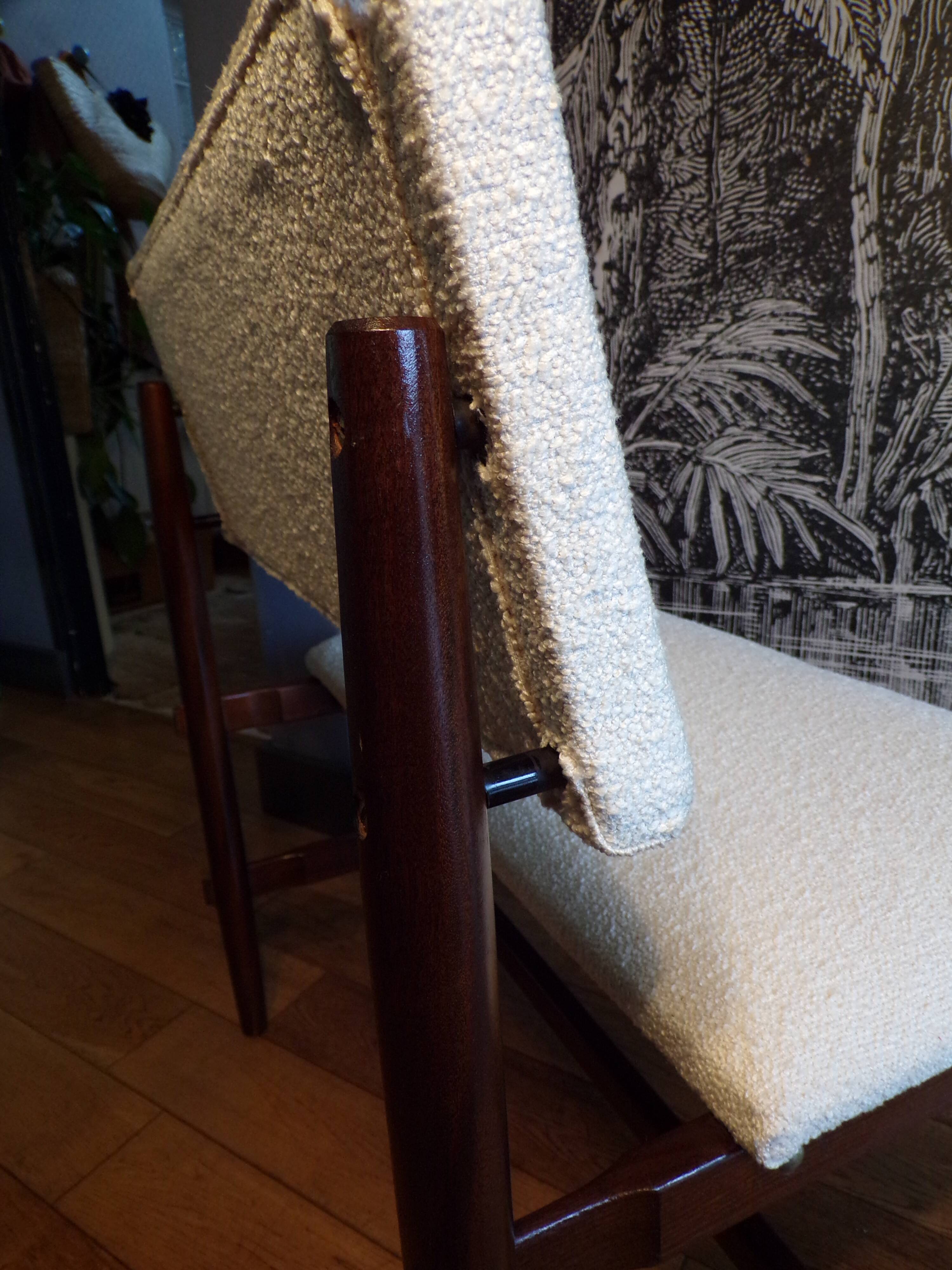 Scandinavian fabric and teak bench