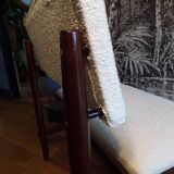 Banquette scandinave tissu et teck