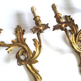 Duo of gilded bronze wall lamps