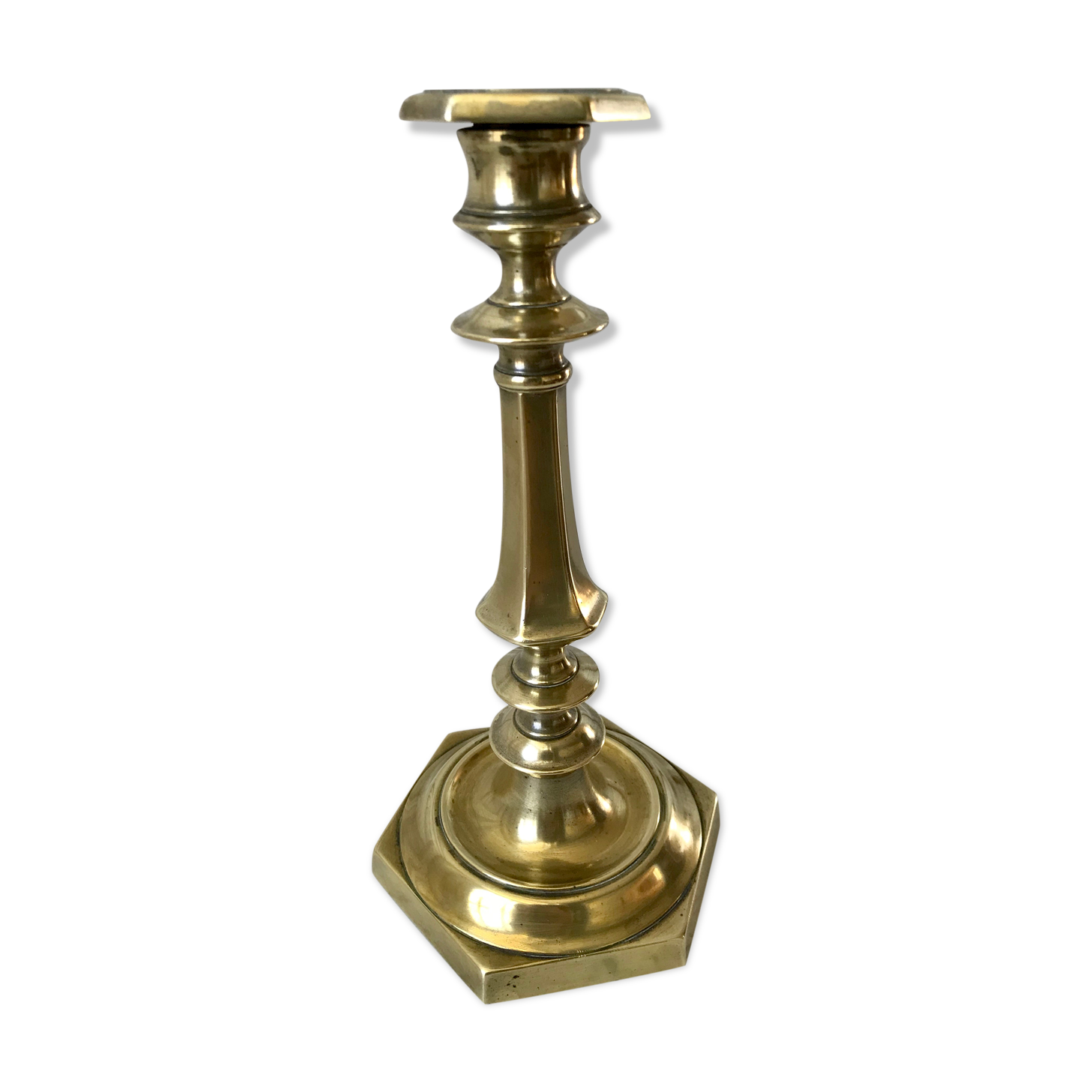 Candle holder / candlestick in golden brass 20s