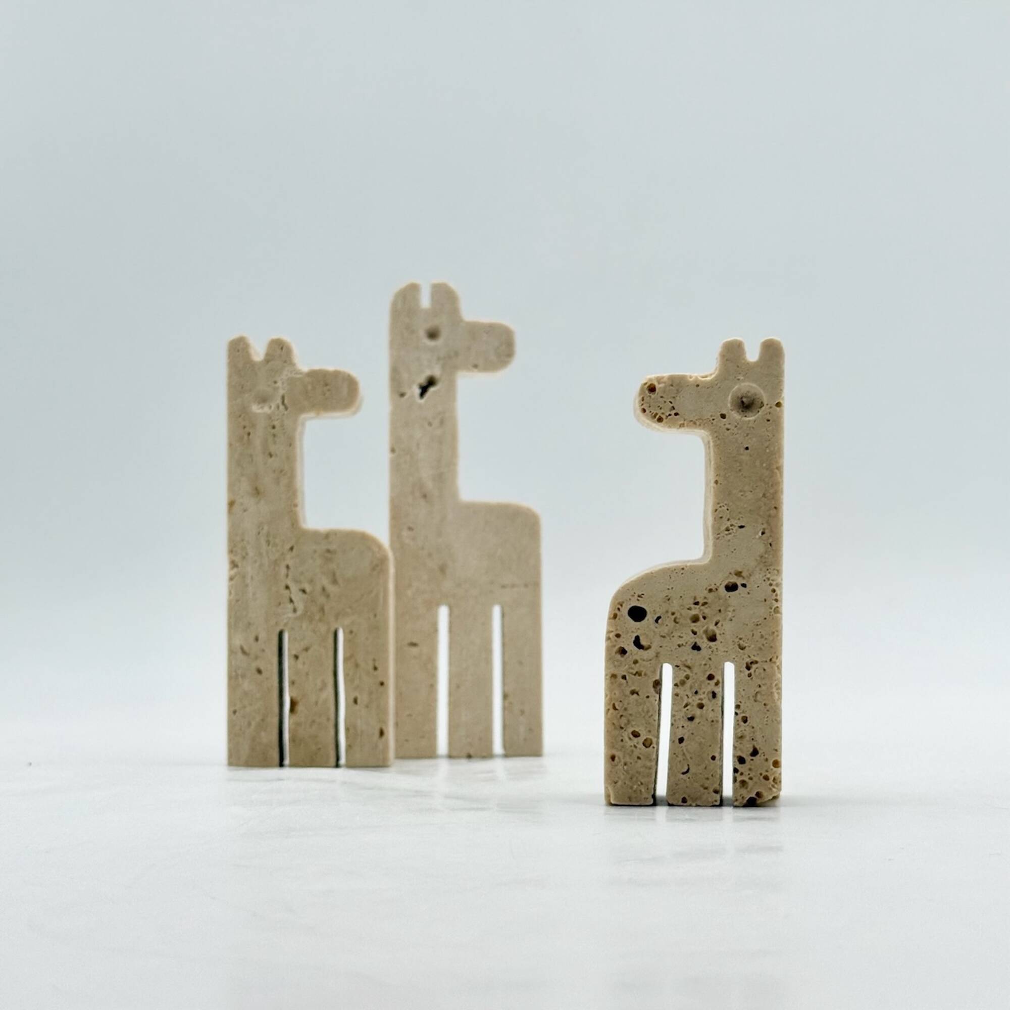 Set of Three Vintage Italian Travertine Animal Sculptures