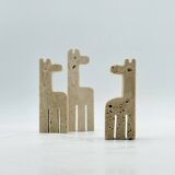 Set of Three Vintage Italian Travertine Animal Sculptures
