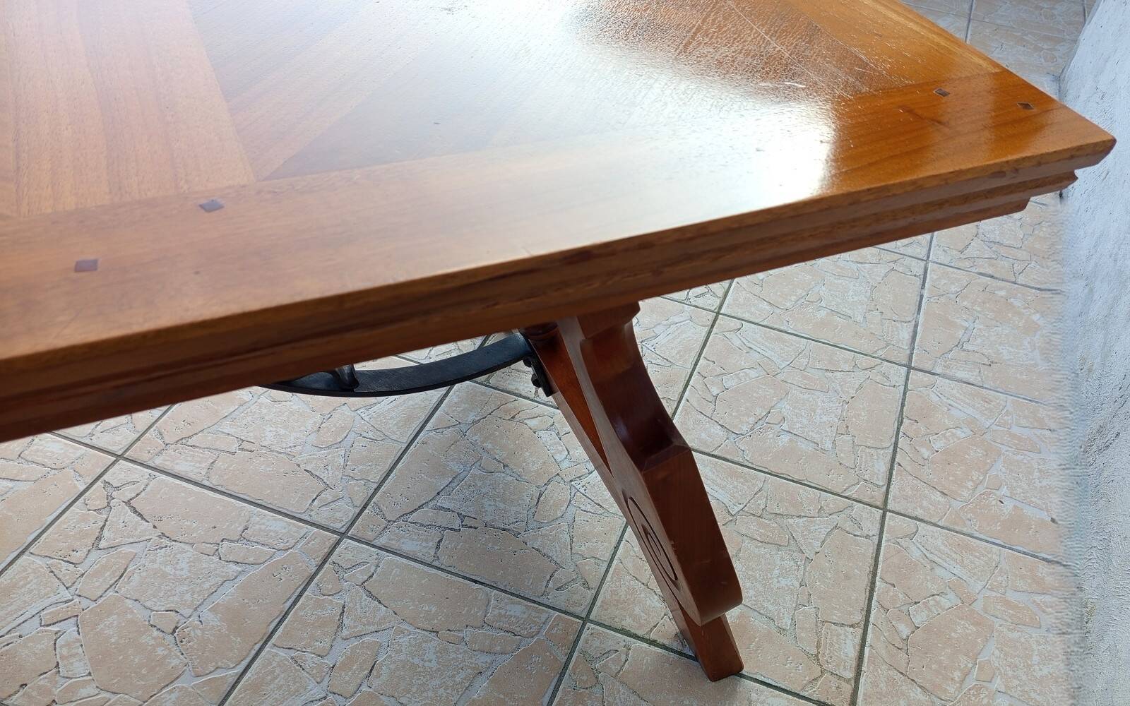 Large vintage table in solid walnut