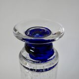 large glass vase by Biot with blue feet 1970