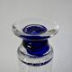 large glass vase by Biot with blue feet 1970