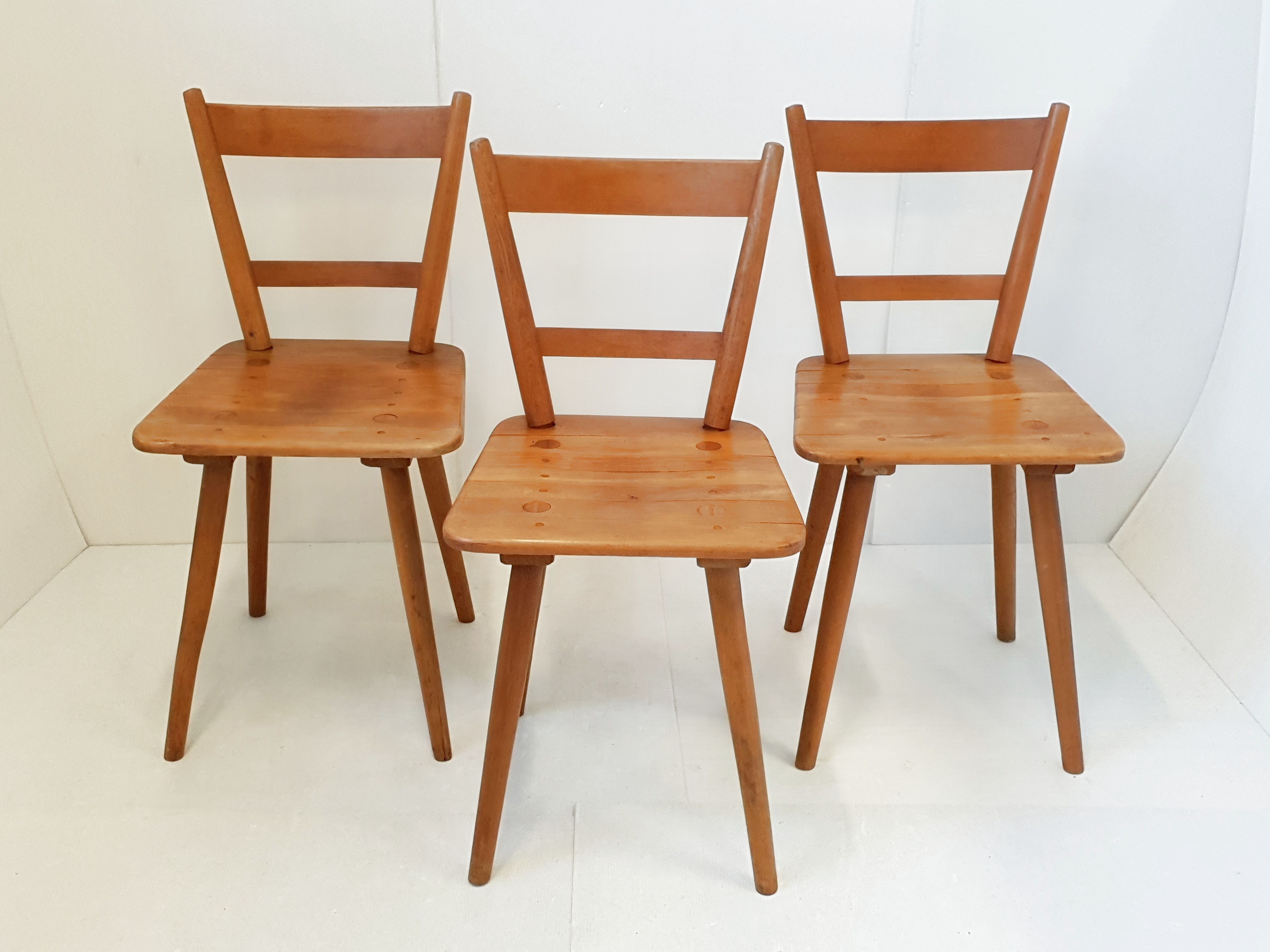 Suite de 3 chaises de Adolf Schneck 1940 vintage