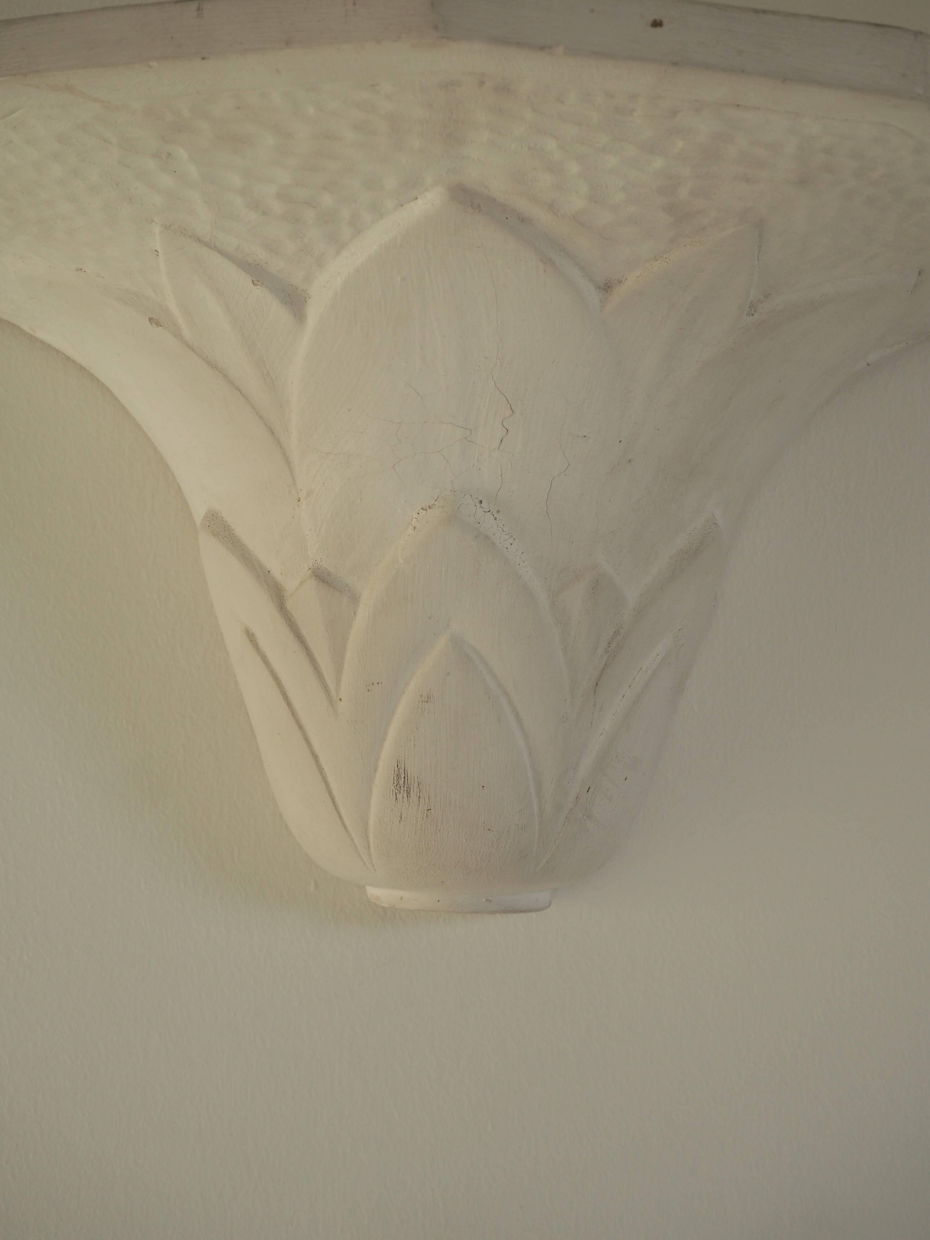 Pair of plaster wall sconces, palmette decoration, 20th century