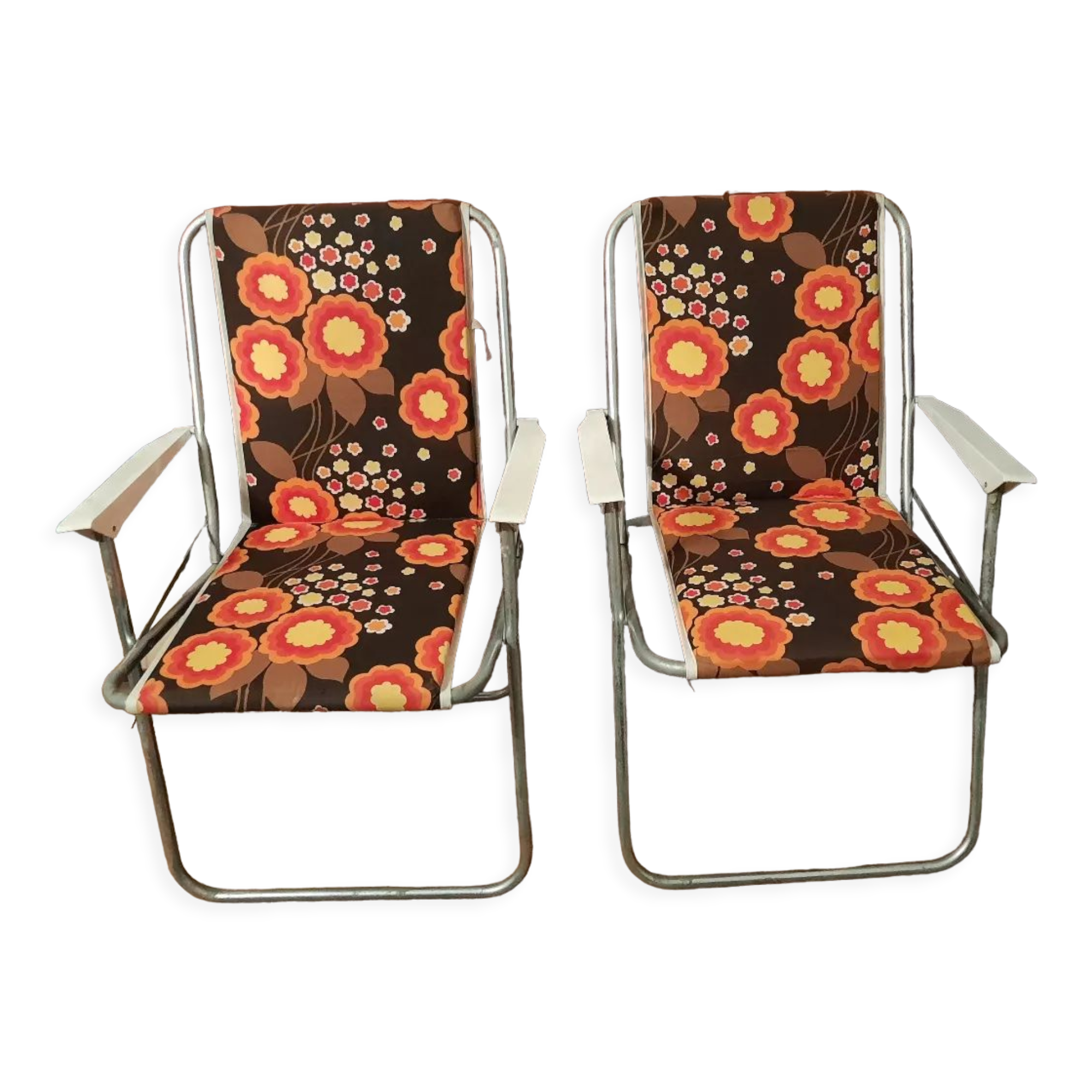 Set of 2 folding armchairs vintage camping