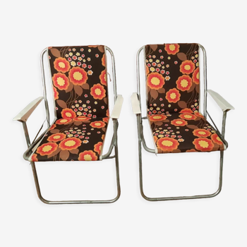 Lot de 2 fauteuils pliant camping vintage