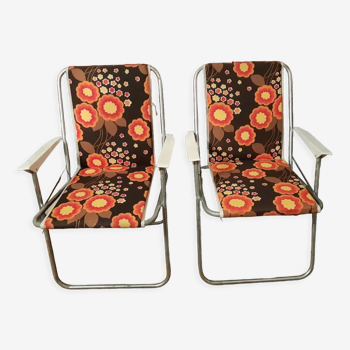 Set of 2 folding armchairs vintage camping