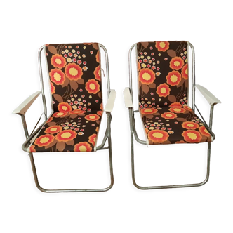 Lot de 2 fauteuils pliant camping vintage