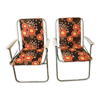 Set of 2 folding armchairs vintage camping
