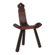 Spanish birth stool in carved wood – mid-century, brutalist spirit