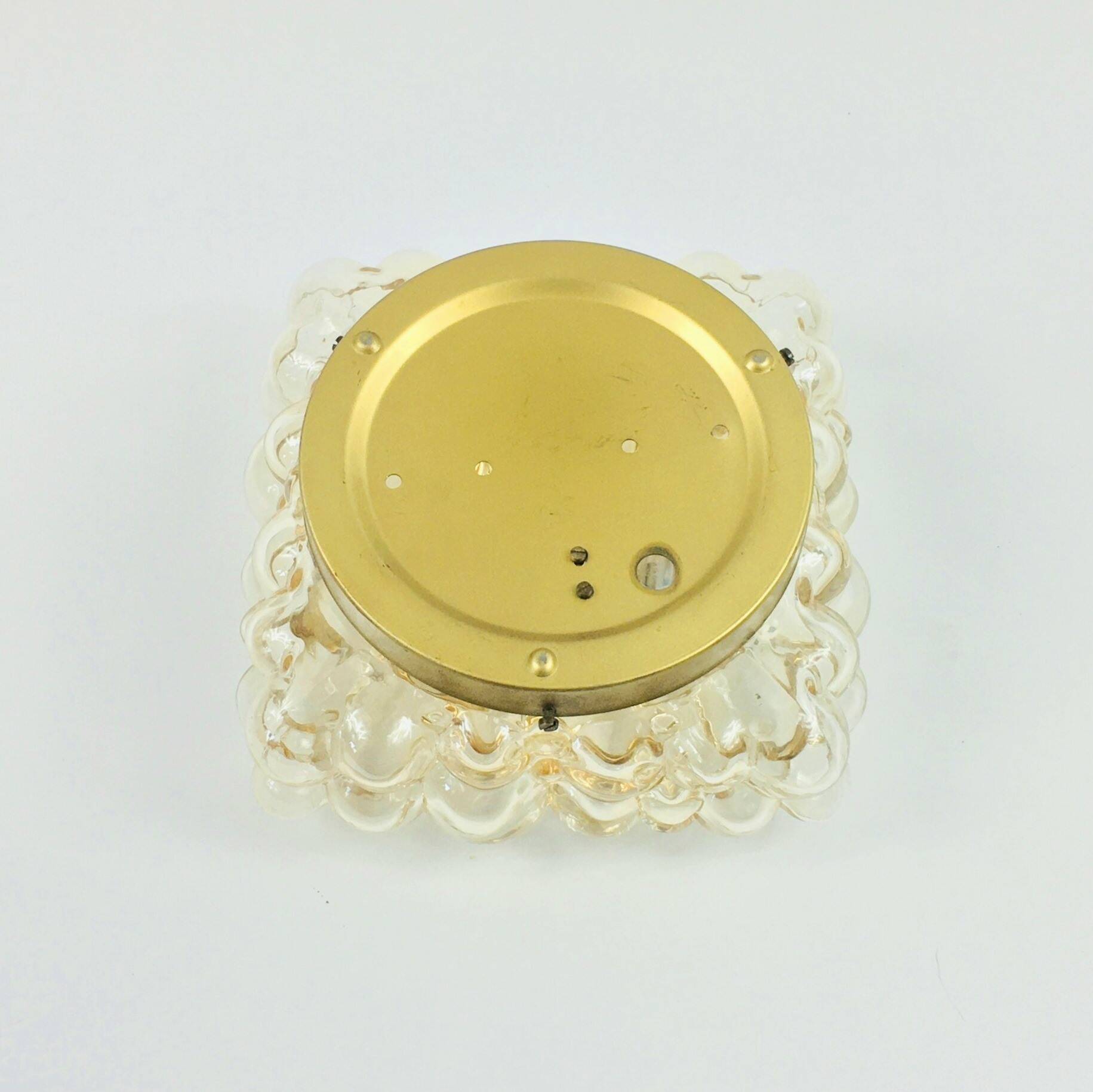 Mid-Century Amber Bubble Glass Wall Lights by H.Tynell for Limburg, 1970s