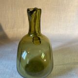 Green blown glass carafe
