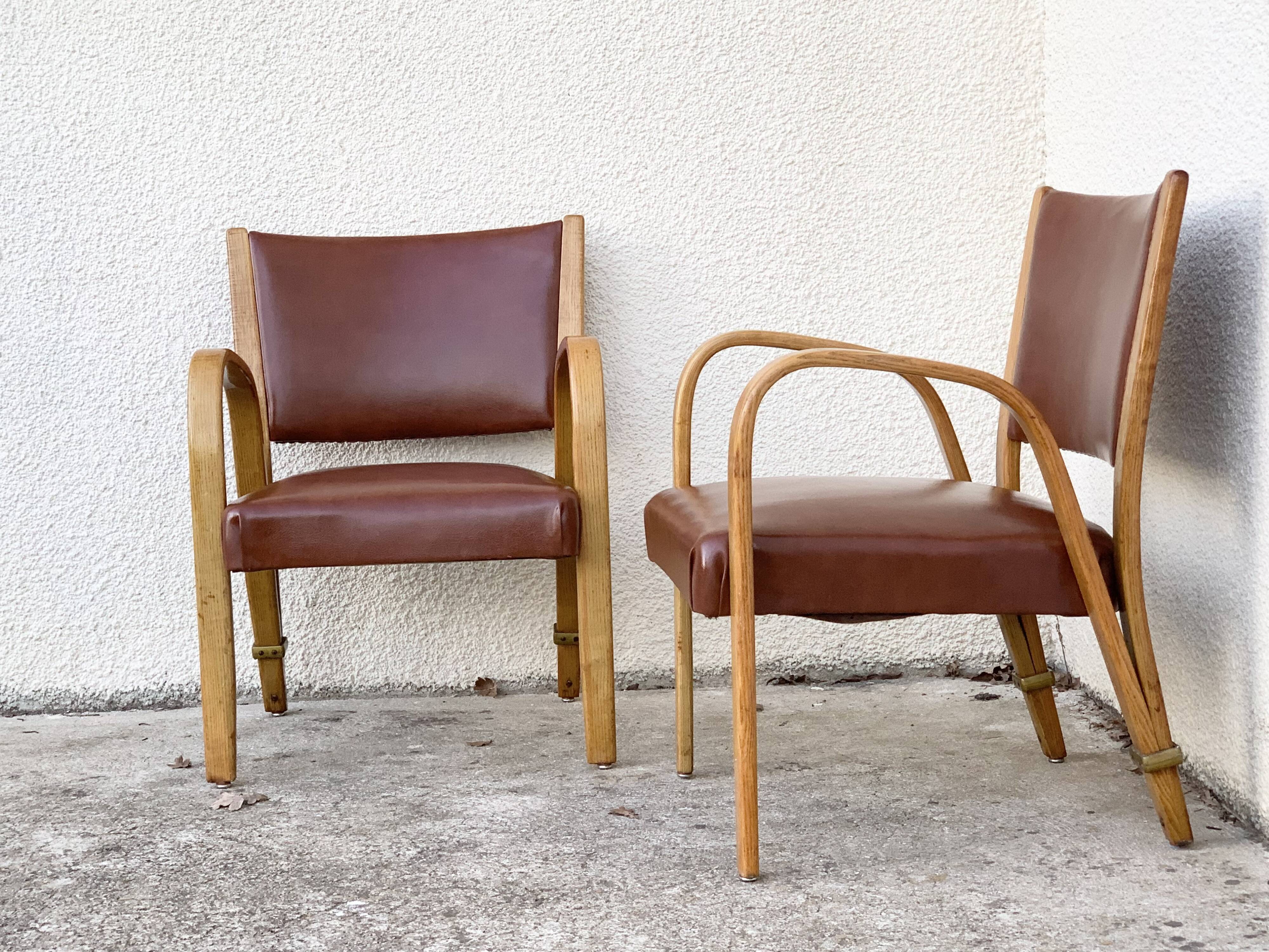 Bridge Bow Wood Armchairs 1950