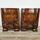 Art Decò bedside tables in walnut burl with brass knobs