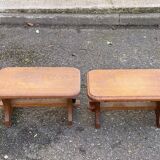 2 vintage farmhouse stools in solid oak from the 19th century.