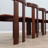 Ensemble de 6 chaises Luigi Vaghi en bois massif et cuir, ANCIENNES années 1970