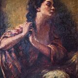 Senorita plaiting her hair - Rosendo González Carbonell (1910-1984)