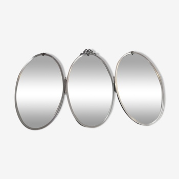 Silver brass triptych mirror