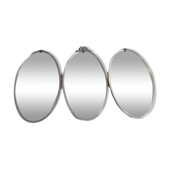 Silver brass triptych mirror