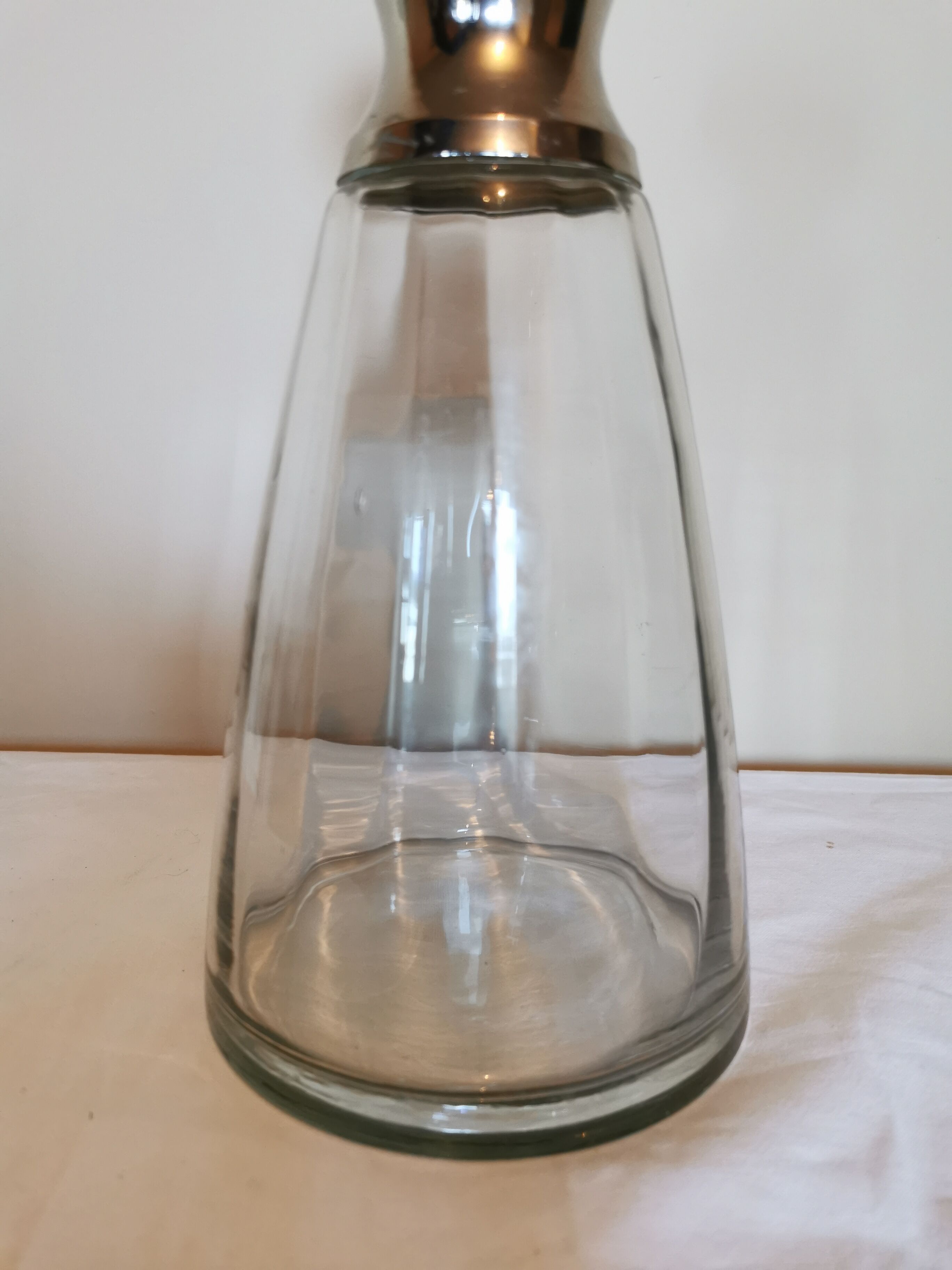Carafe in glass and chrome metal 80s