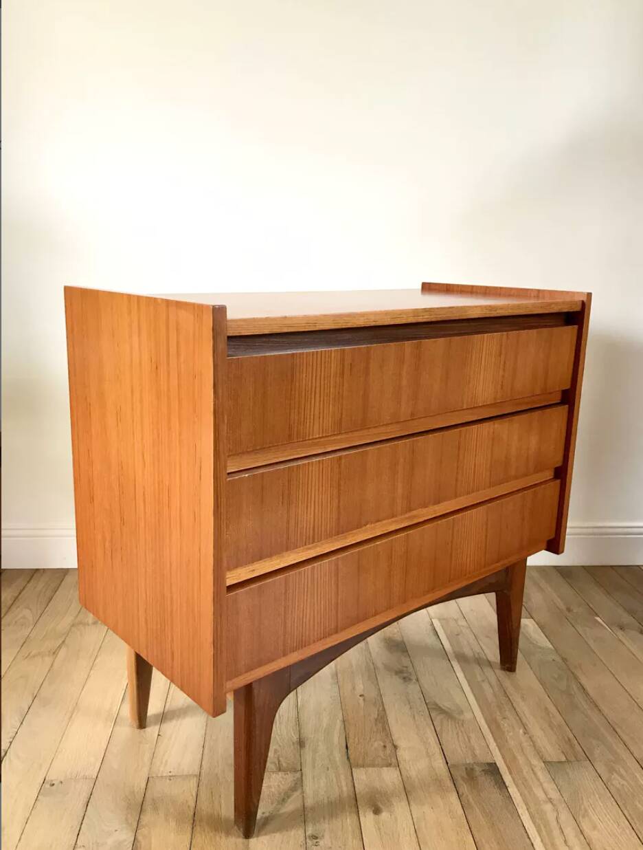 Scandinavian teak dressing table chest of drawers, Danish design, 1960s