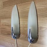 Pair of 1950s designer glass wall lights.