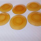12 assiettes plates Vereco ambre