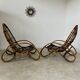 Set of 2 rattan lounge chairs armchairs Italian design from the 60s vintage rattan