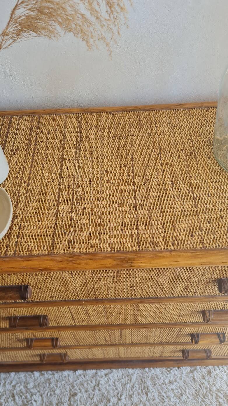 Vintage rattan chest of drawers from the 1970s.