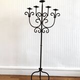 Wrought iron standing chandelier with five arms of light