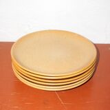 Vintage grès speckled  stoneware dinner plates * set of 6 * minimal mid-century tableware * 24.5 cm