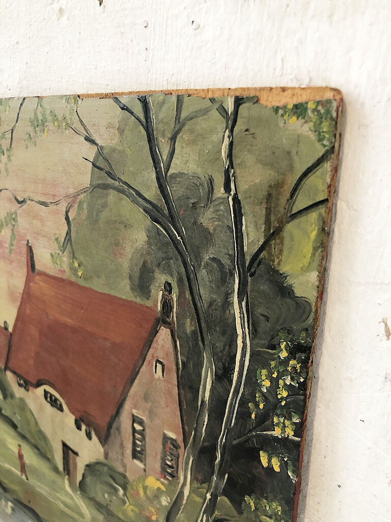 Paint oil on wood "swans"