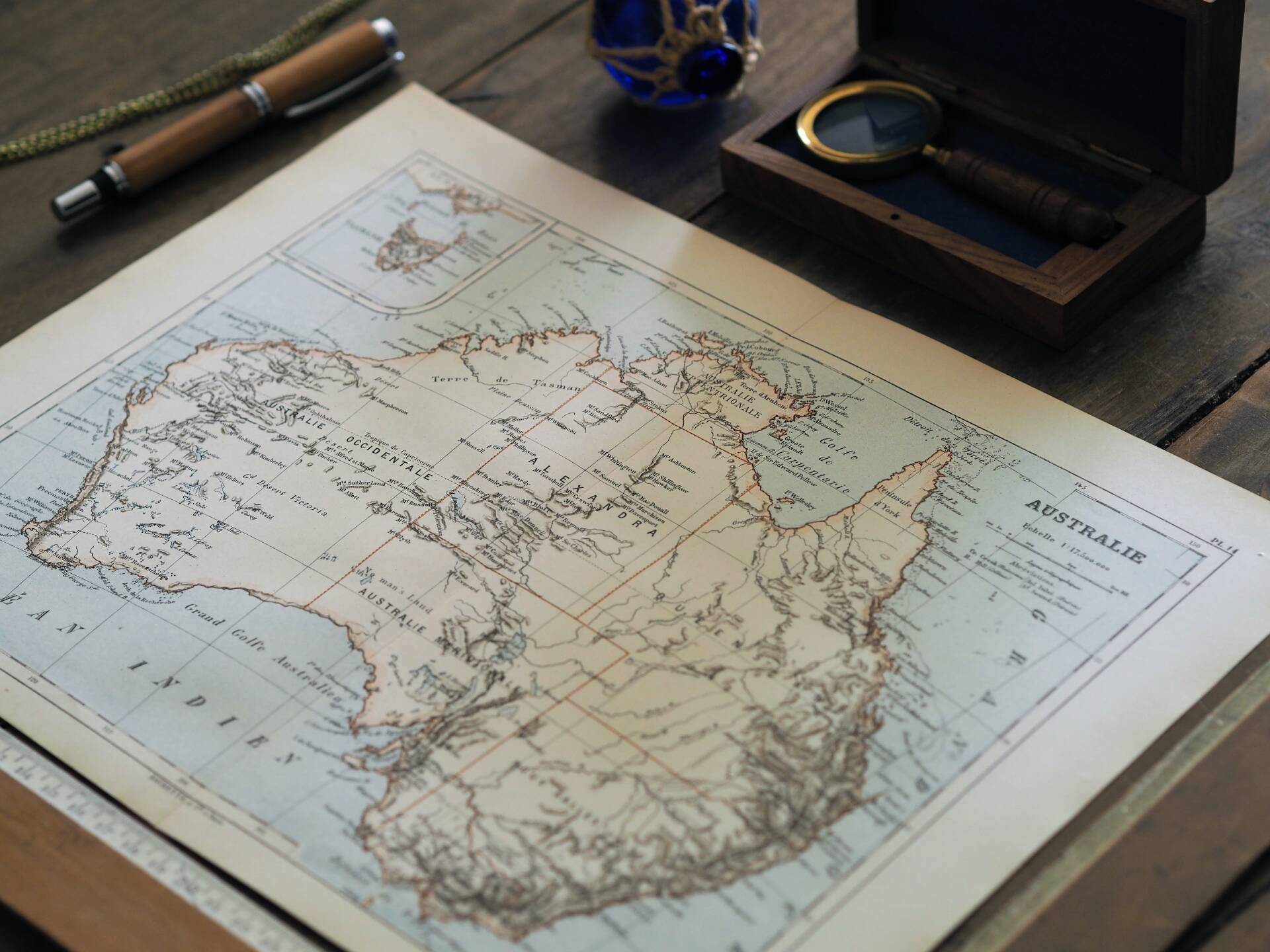 Australia, old map 1887 – Vintage geographical map.