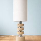 Table lamp in travertine and chrome, Italy, 1970s
