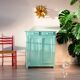 Parisian water green sideboard, patinated wood, 1950
