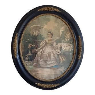 Antique engraving, framed and under glass