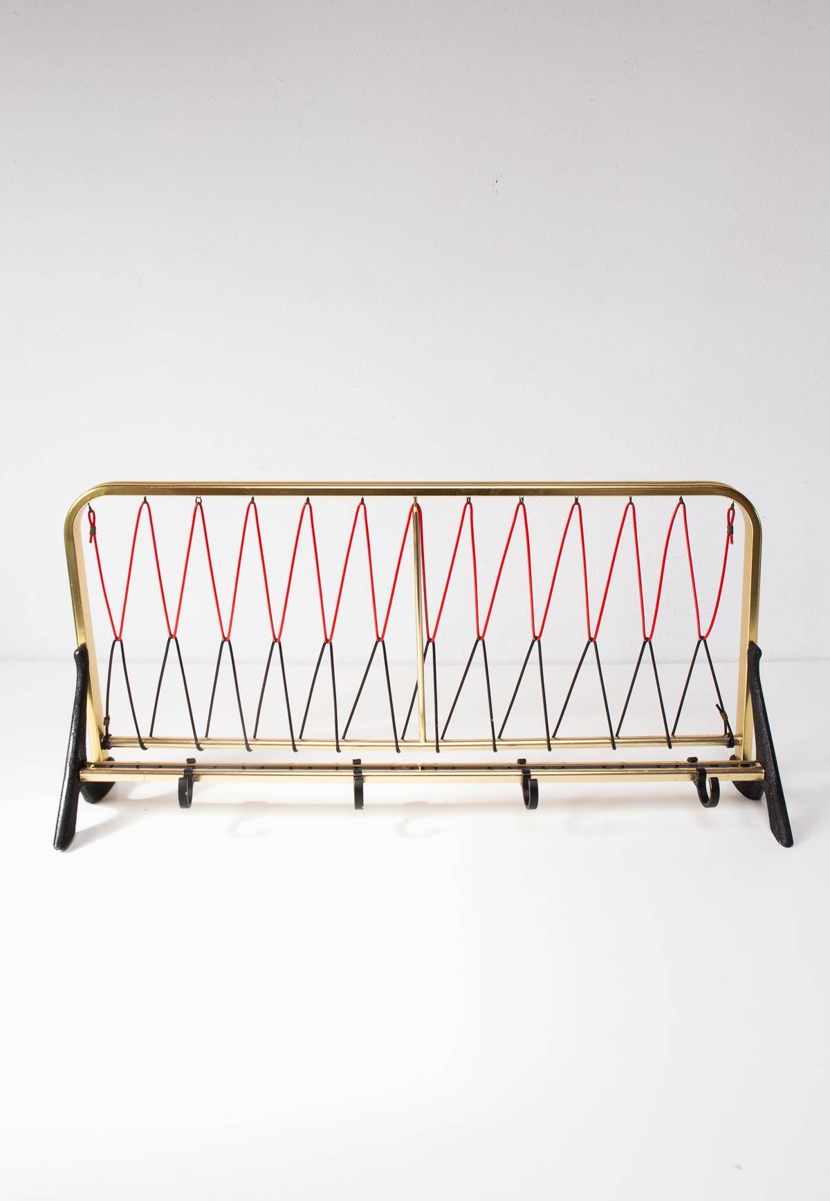 1950s Gold Aluminum Wall Coat Rack with Shelf (59.5 cm)